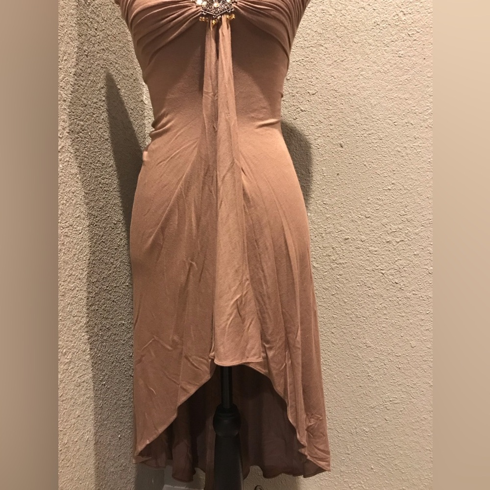 Sky Strapless Tan Dress with Embellishment - Picture 2 of 10